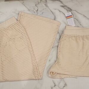 C&C California Mesh Like Beige Pants & Shorts Set - Sz XL